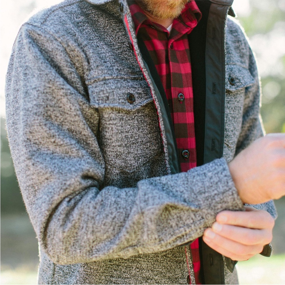 Eddie Bauer Men’s XXL Fleece Lined Snap Front Shirt Jacket Gray